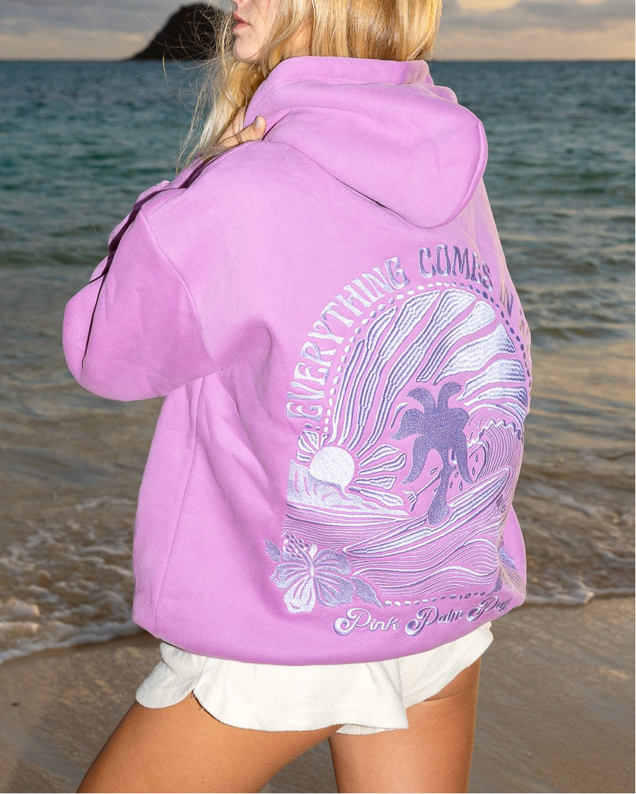 Everything Comes in Waves Hoodie with Embroidery | Pink Palm Puff
