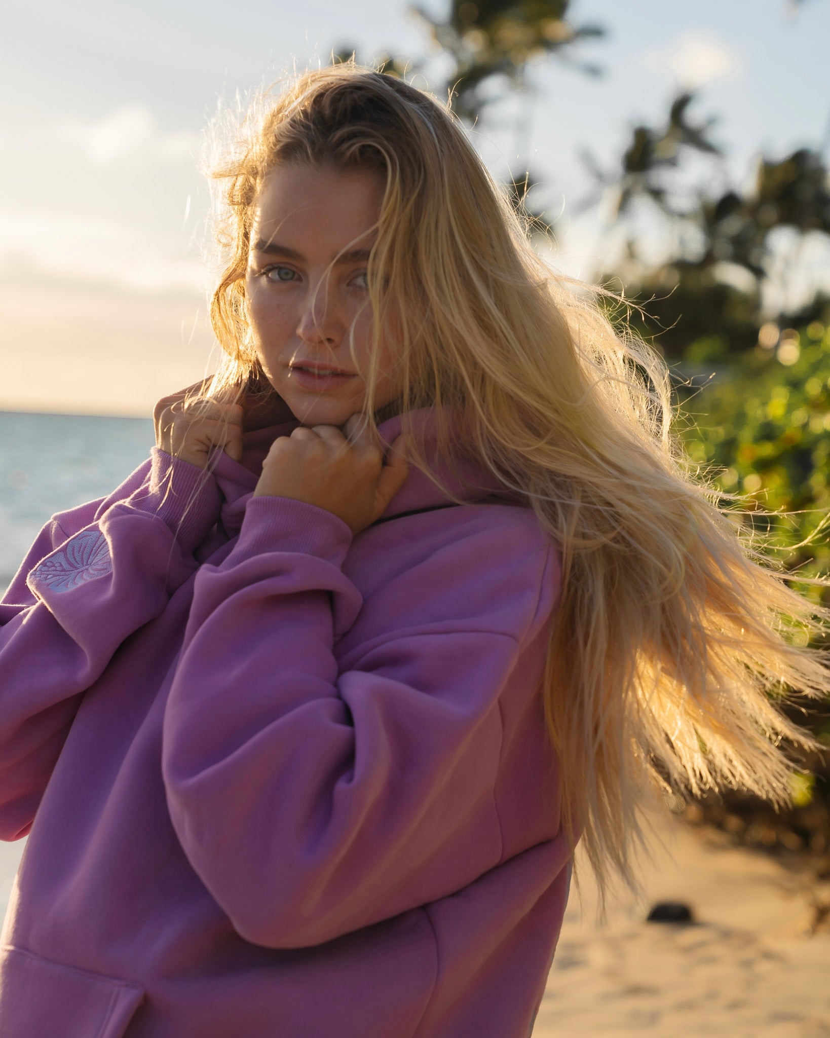 Everything Comes in Waves Hoodie with Embroidery | Pink Palm Puff
