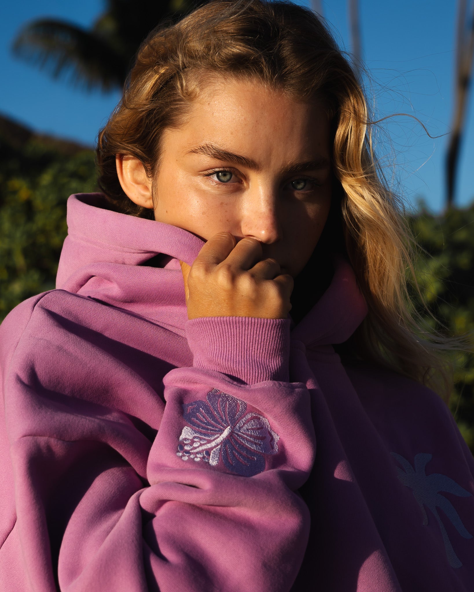 Everything Comes in Waves Hoodie with Embroidery | Pink Palm Puff